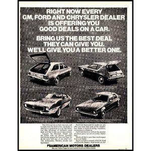 1971 AMC Gremlin Sportabout Javelin Hornet Vintage Print Ad Man Cave Wall Art